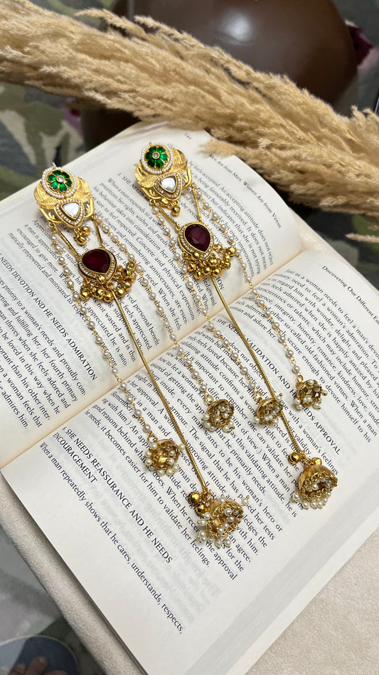 Pachi Kundan Stone Kashmiri Earrings