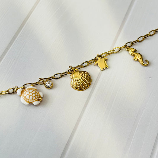 Turtle Seahorse Charm Bracelet