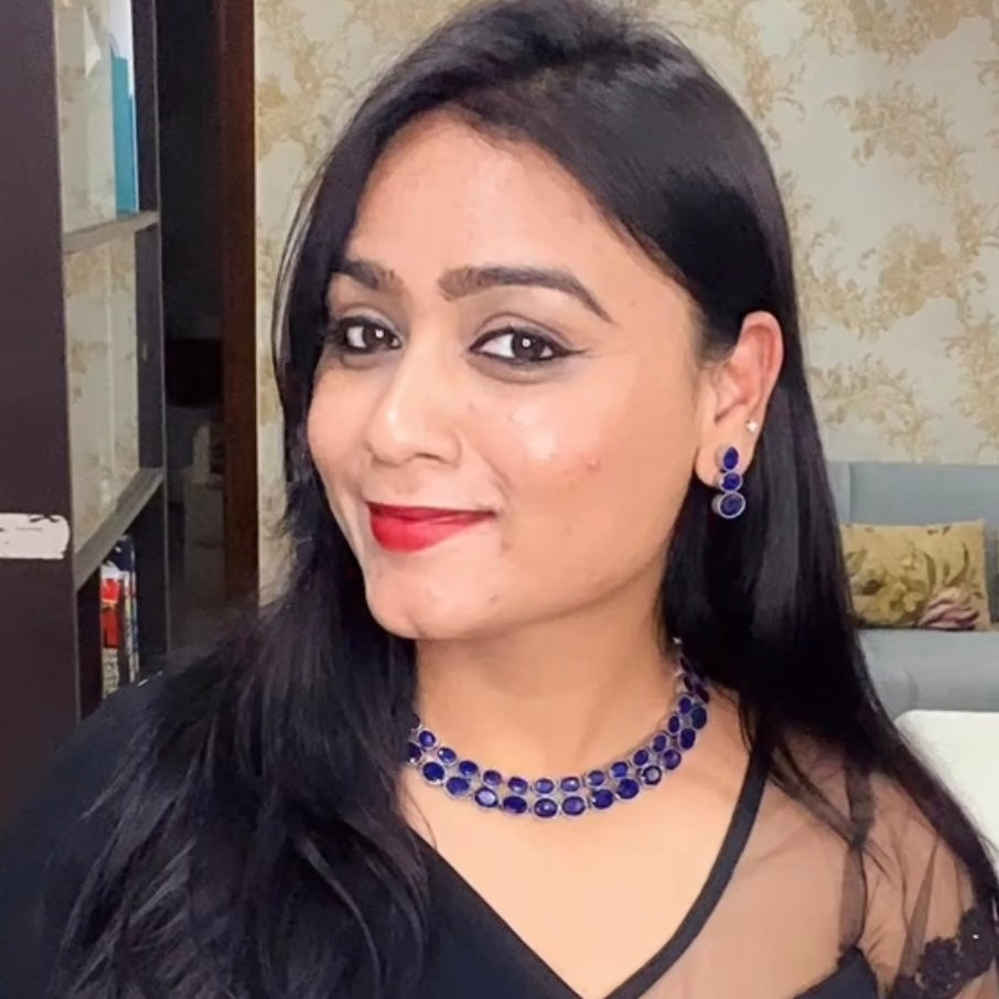 Blue Choker Necklace Set