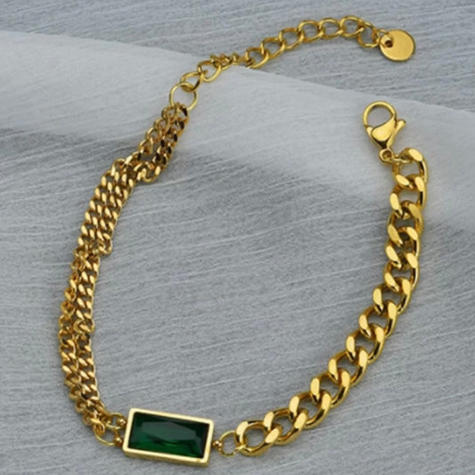 Green Stone Chain Bracelet