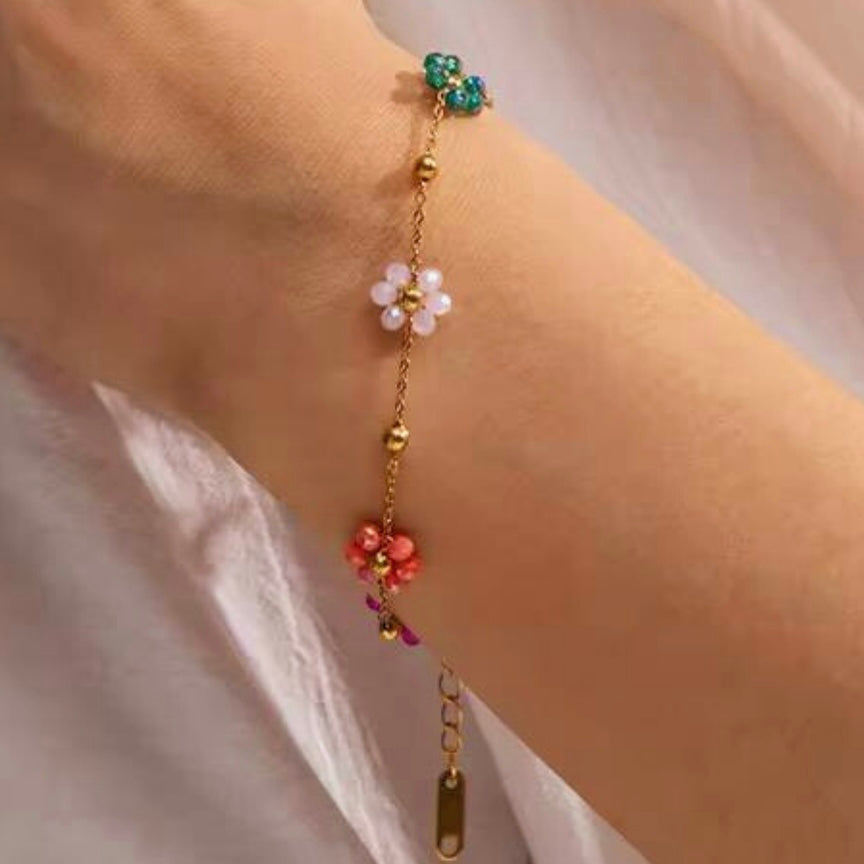 Multicolor Flower Chain Bracelet