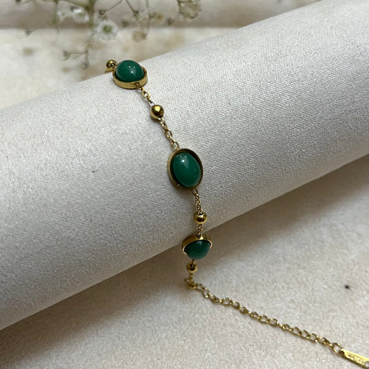 Green Stone Chain Bracelet
