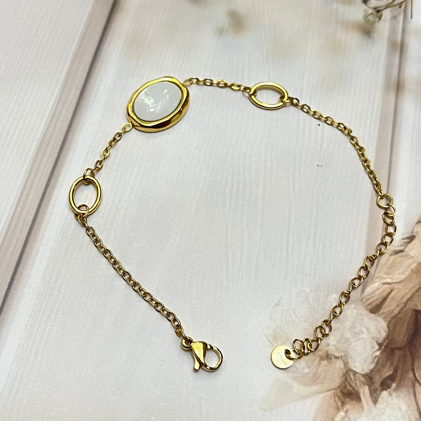 White Stone Chain Bracelet