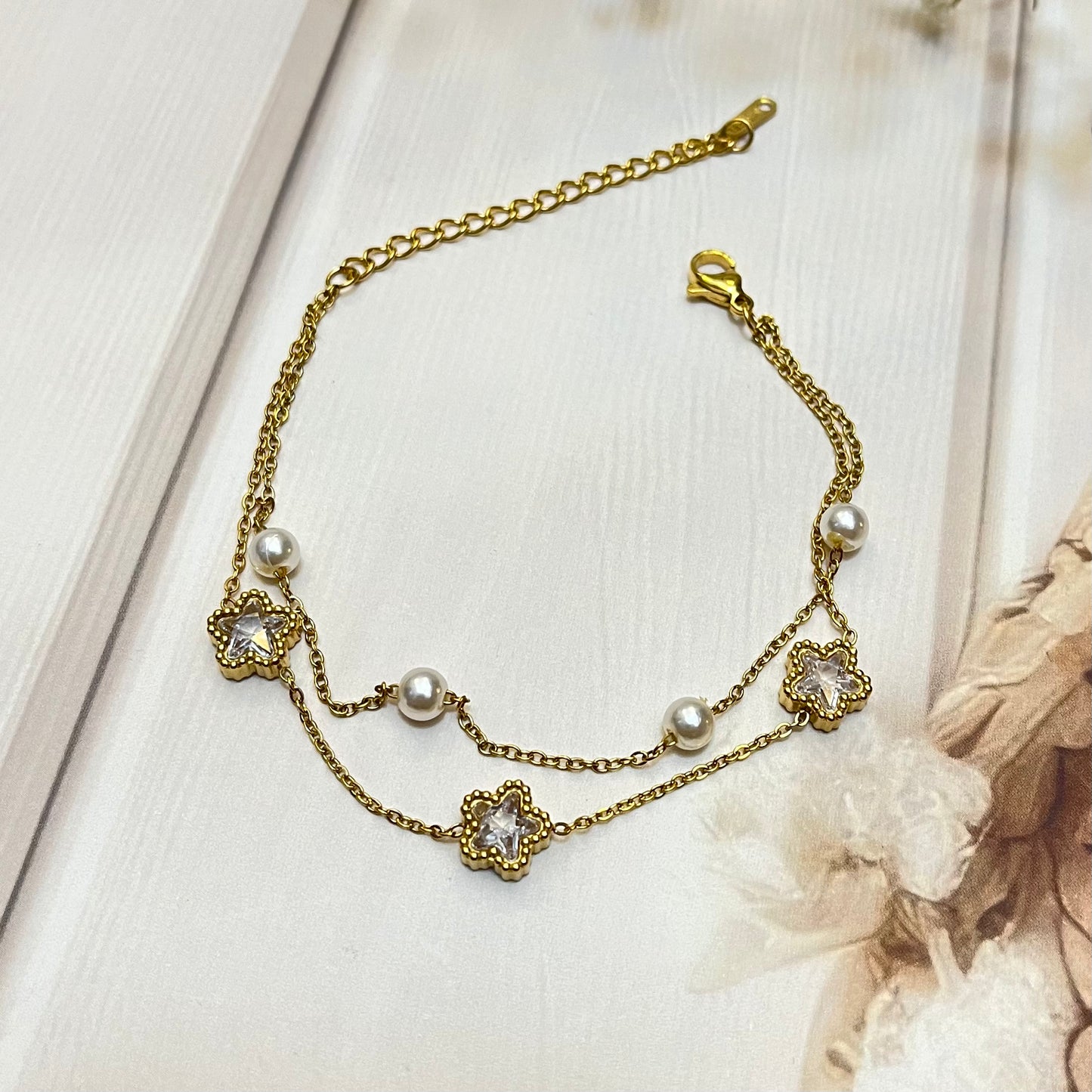 Double Chain Pearl Bracelet