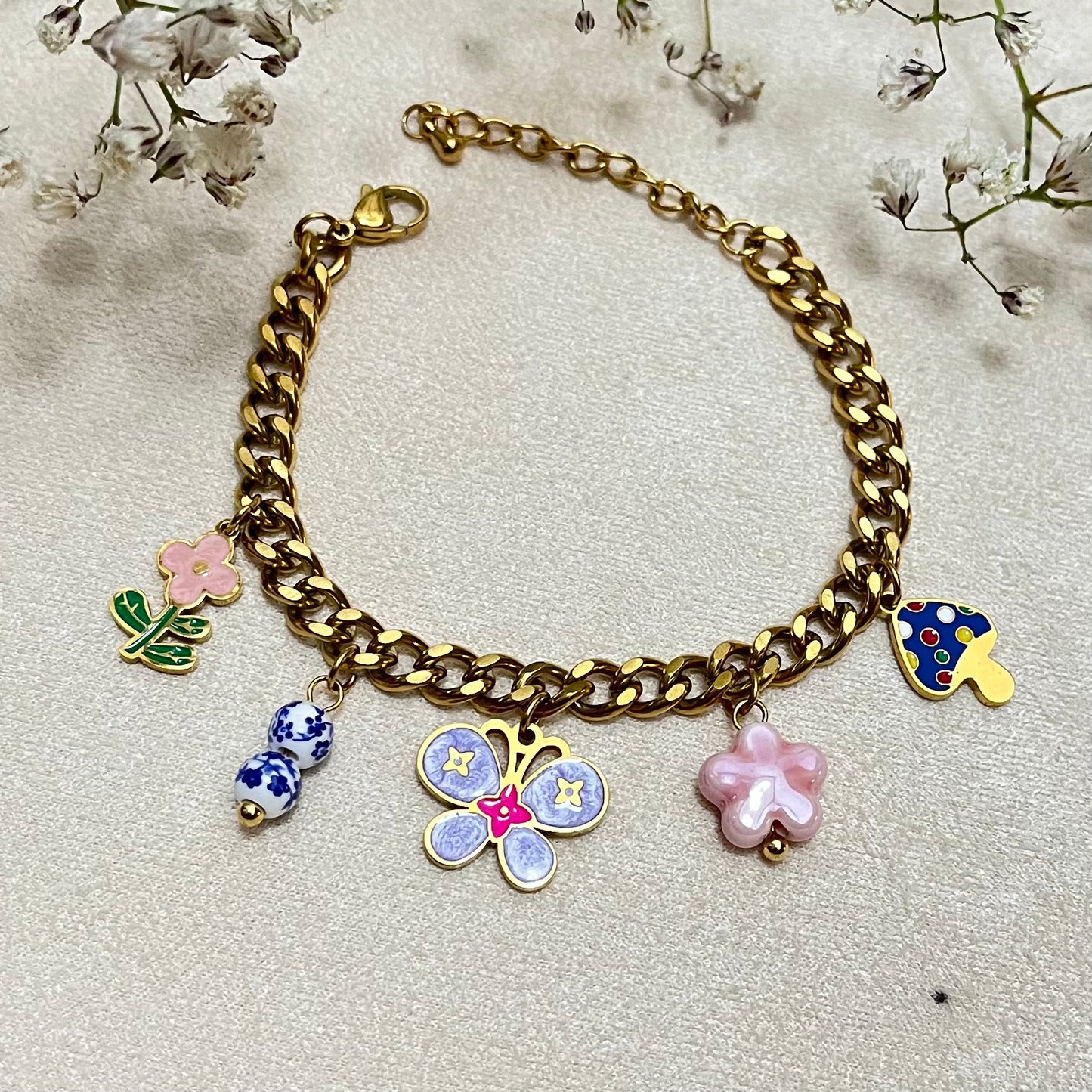 Multicolor charm Chain Bracelet