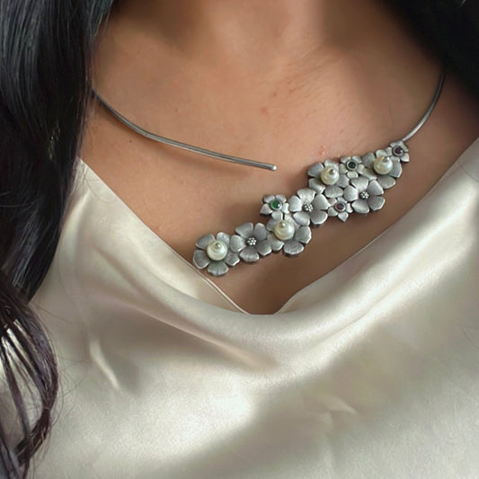 Brand Inspired Silver Tone Necklace Set