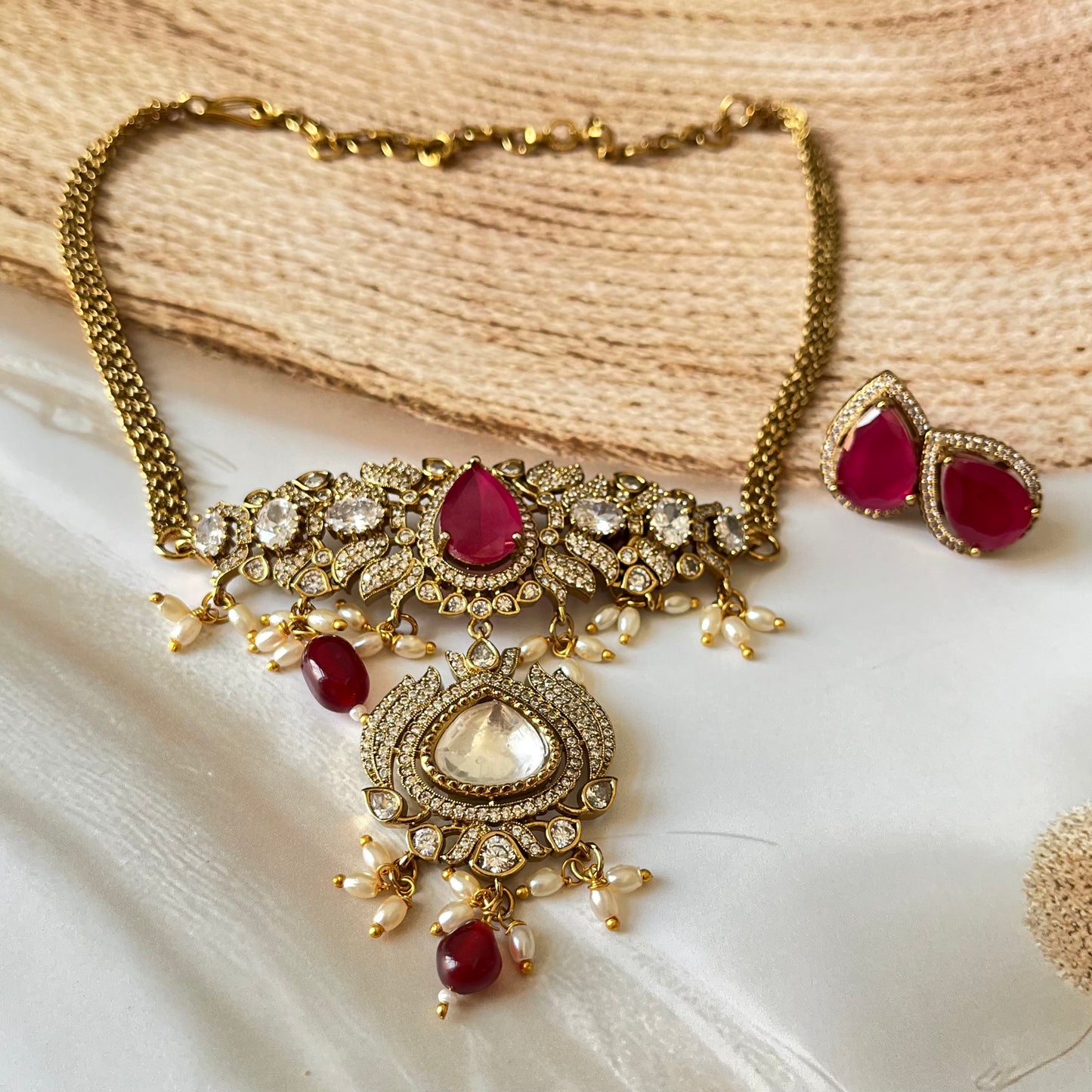 Moissanite Polki Necklace Set