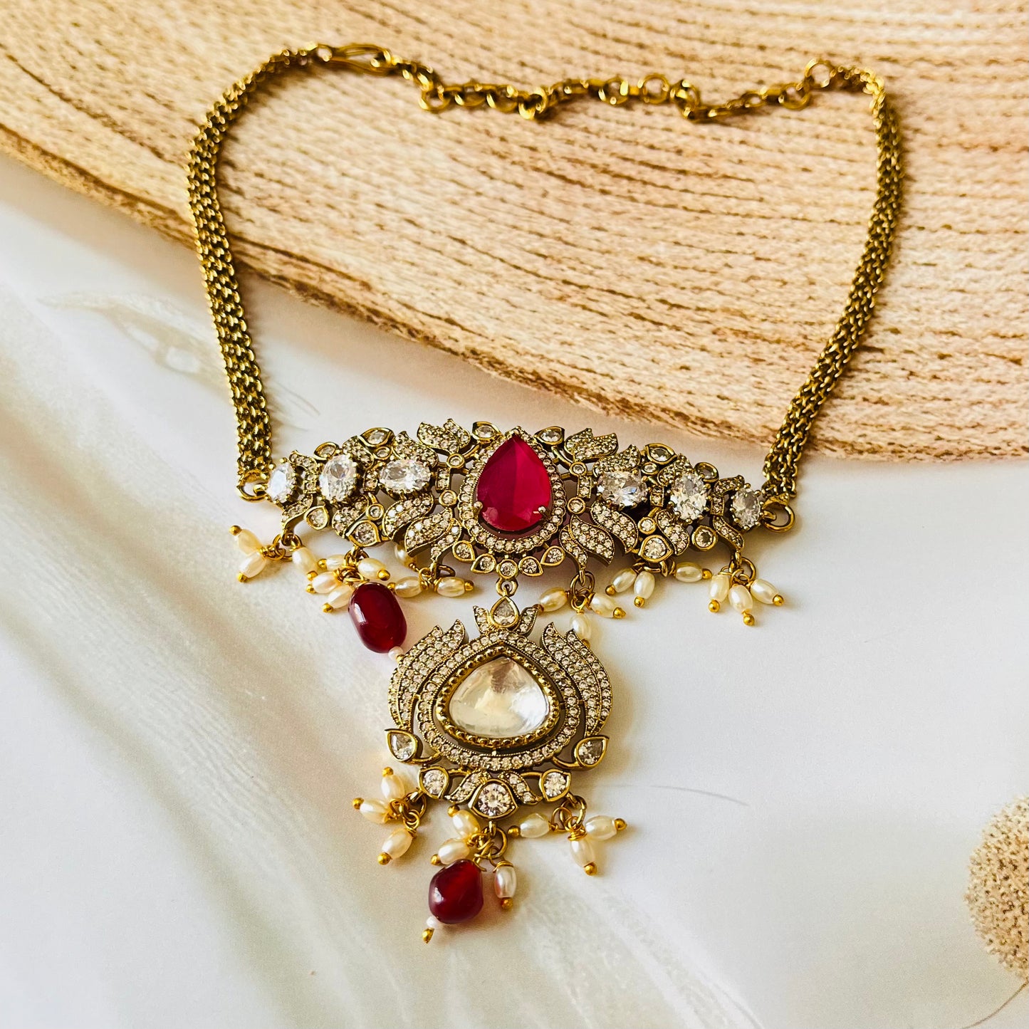 Moissanite Polki Necklace Set