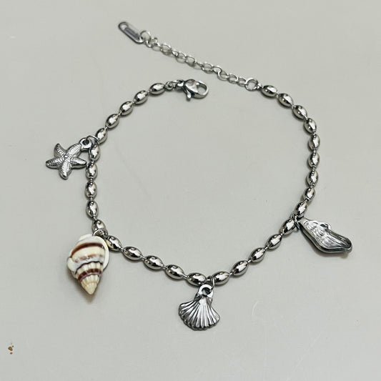 Silver Sea Shell Chain Bracelet