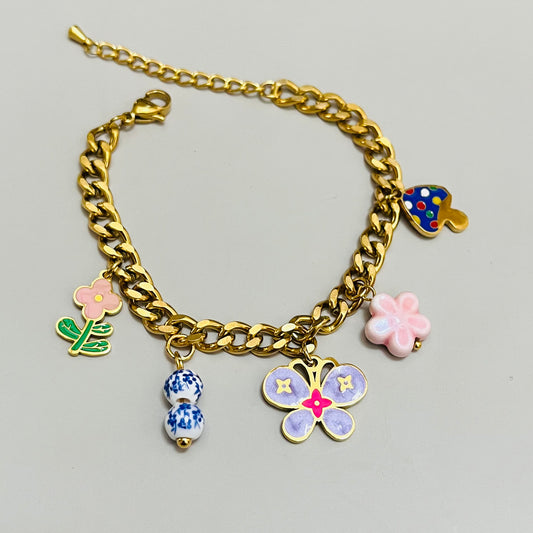 Multicolor charm Chain Bracelet