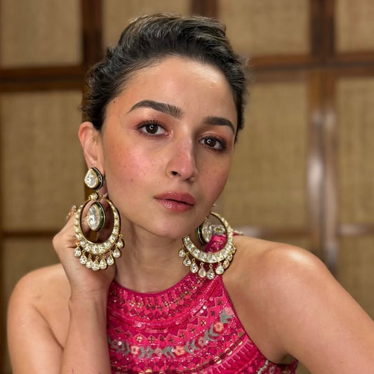 Alia Bhatt Inspired Kundan Chandbali Earrings