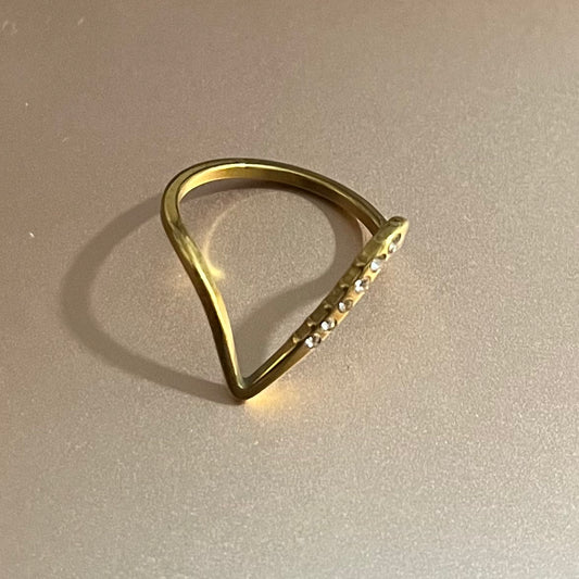 V Shaped AD Studded Ring