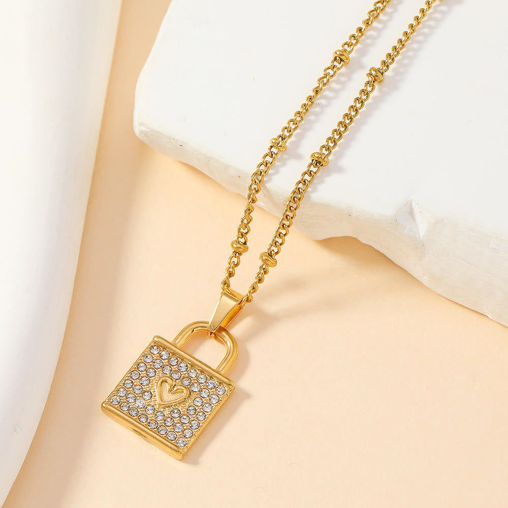Love Lock Pendant Chain Necklace