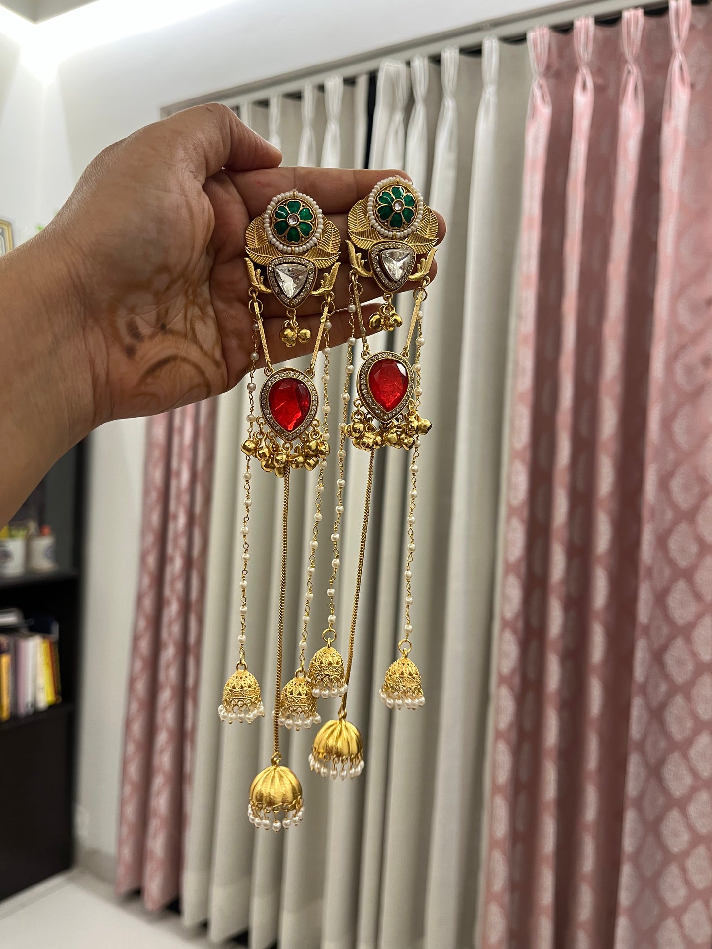 Pachi Kundan Stone Kashmiri Earrings