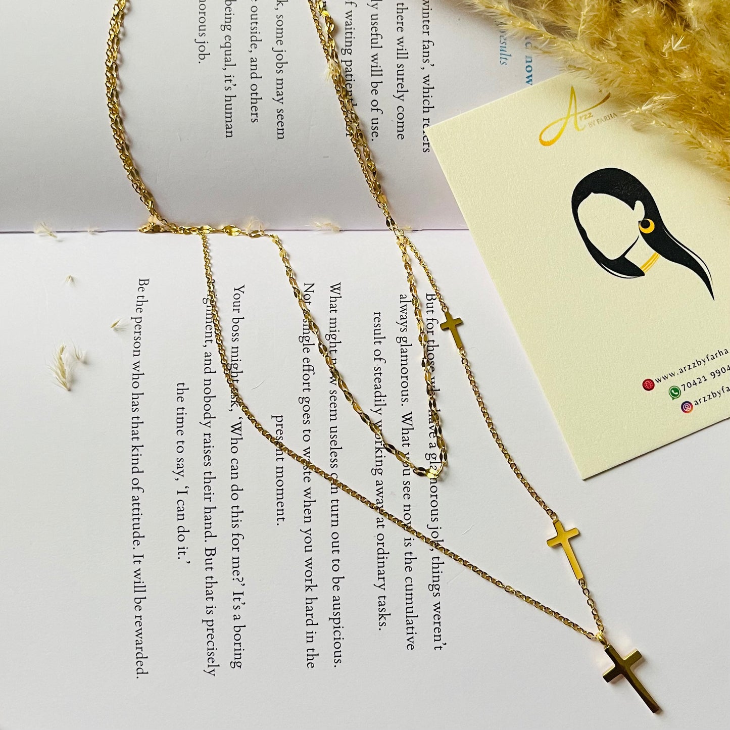 Double Layer Cross Chain Necklace