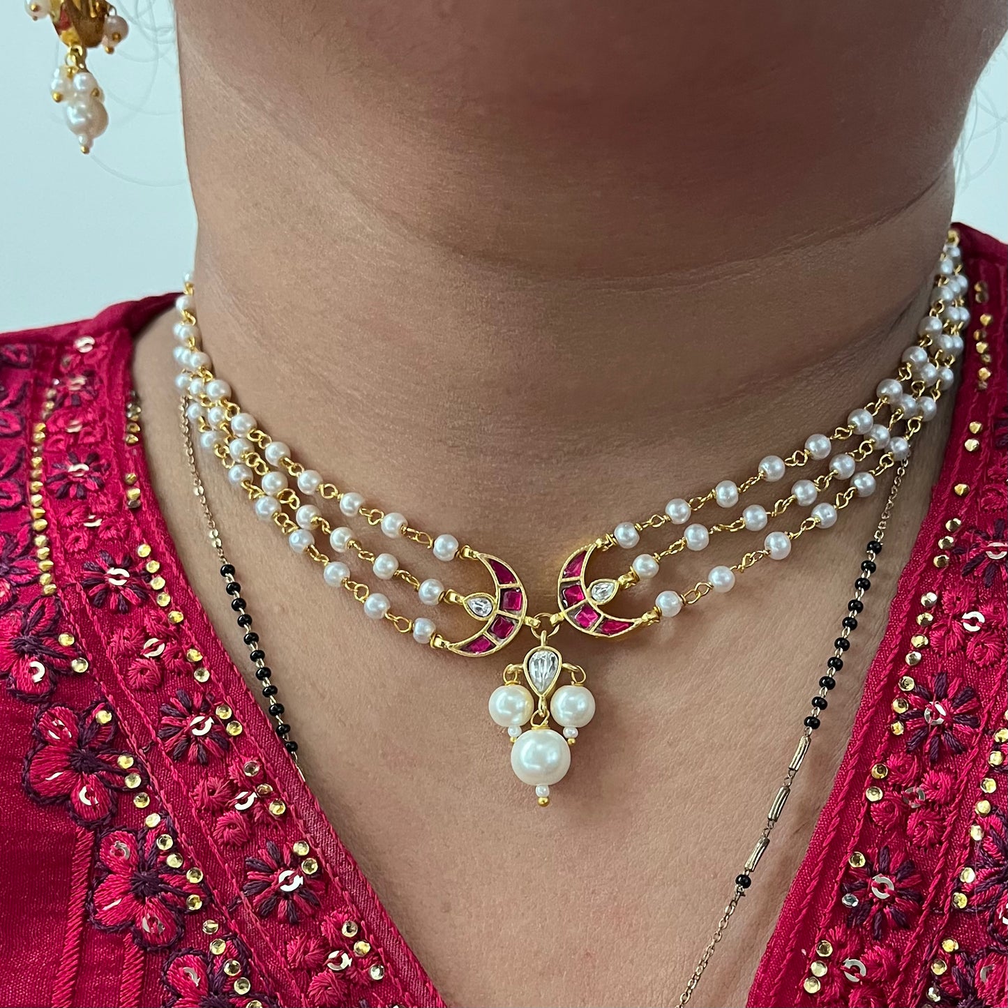 Prachi kundan Choker Pearl Necklace