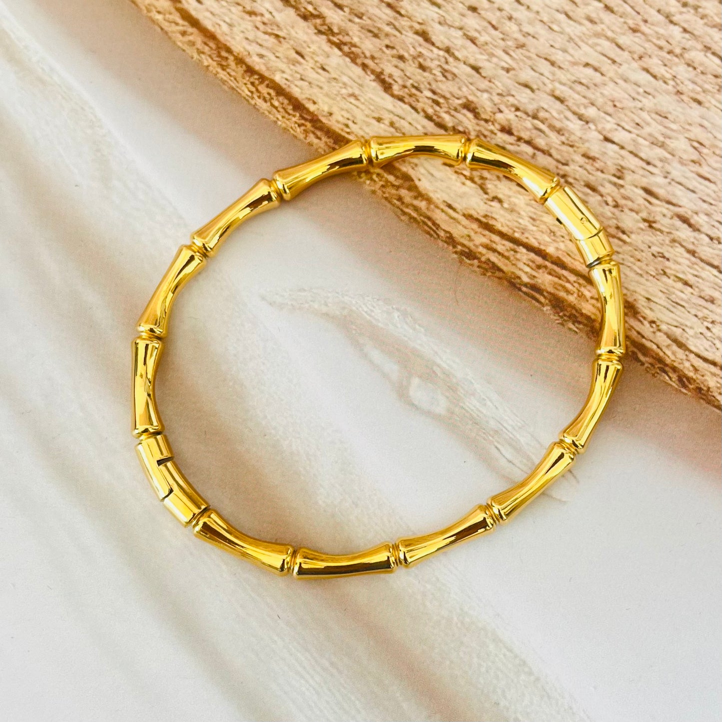 Bamboo Gold Bangle Bracelet
