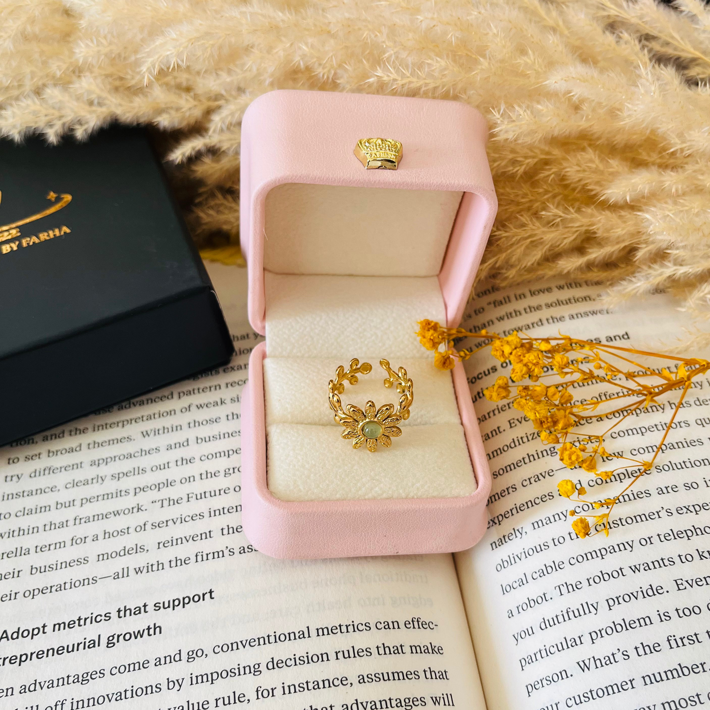 Flower Stone Adjustable Ring