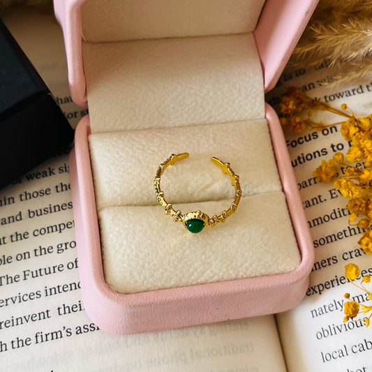 Green Stone Adjustable Ring