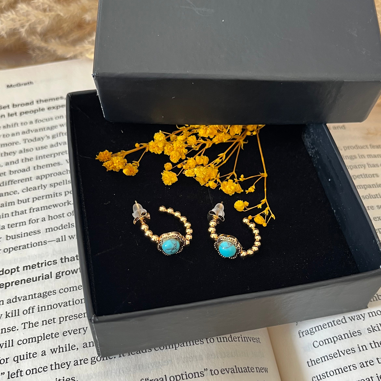 Turquoise Blue Hoop Earrings