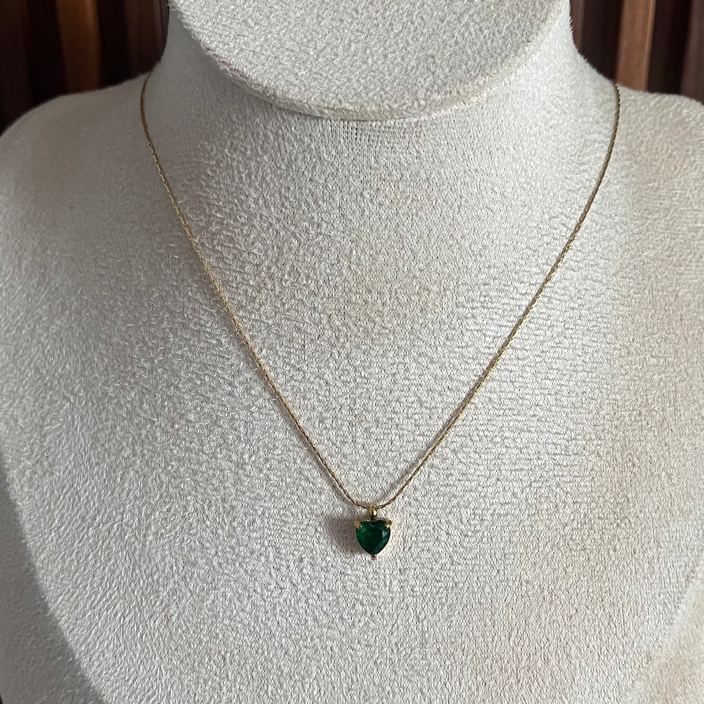 Green Heart Chain Necklace