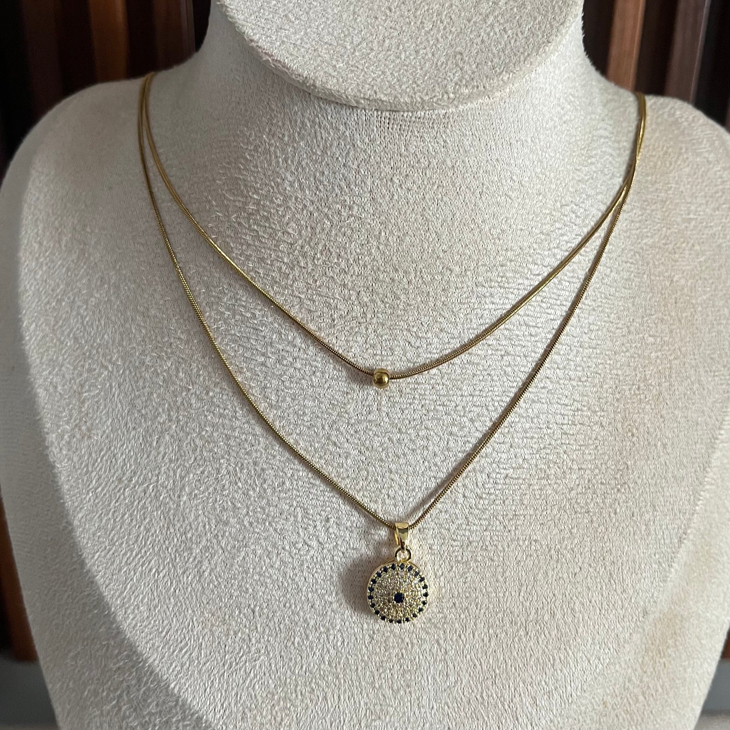 Double Layered Blue Chain Necklace