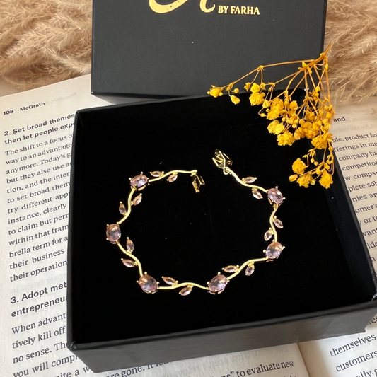 Crystal Pink Tulip Bracelet