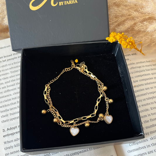 2 in 1 Heart Chain Bracelet