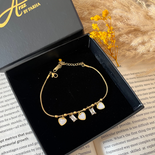 Crystal Heart Chain Bracelet