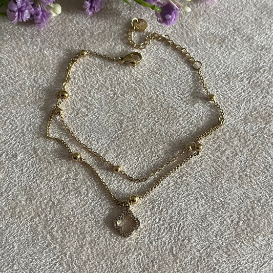 Clover Double Layered Chain Bracelet