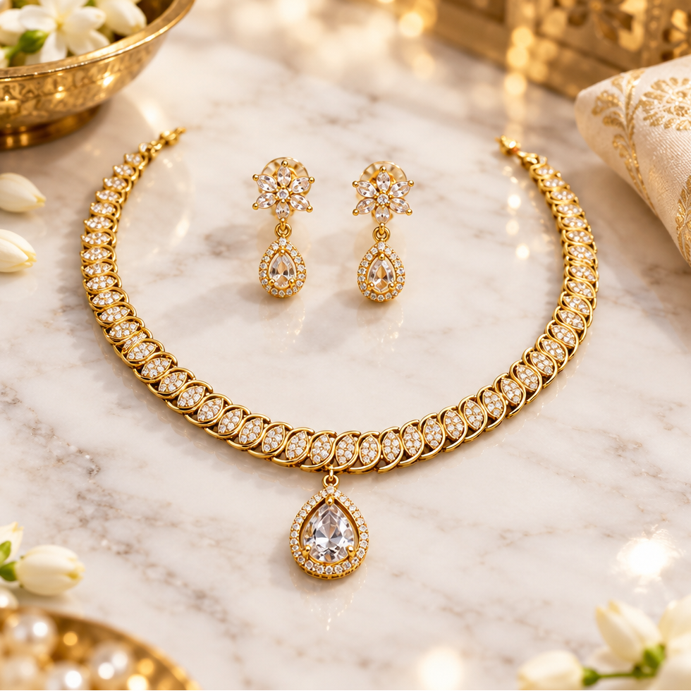 White AD Pendant Necklace Set