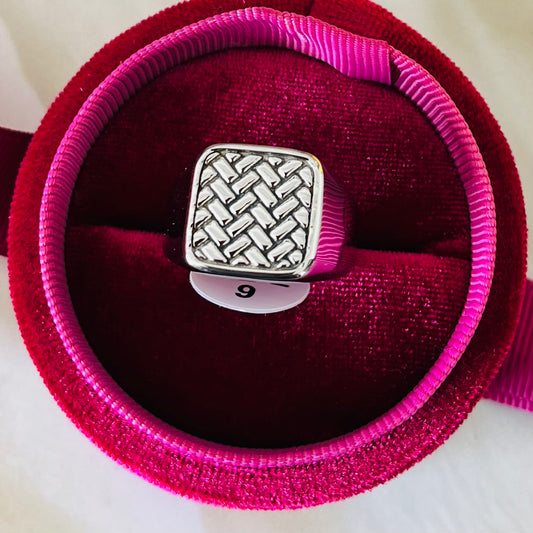 Silver Texture Men's Ring