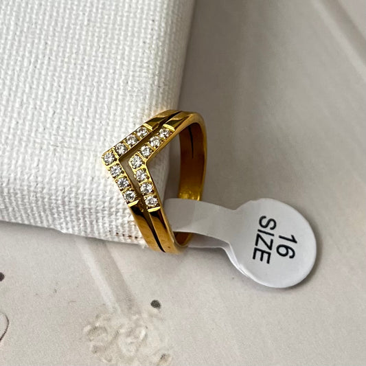 AD Studded V Shaped Ring