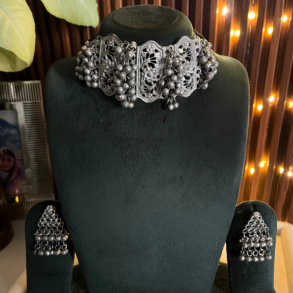 Oxidised Thread Necklace Set