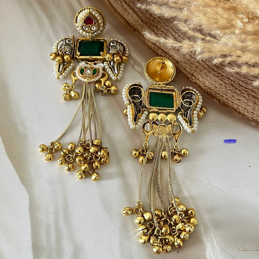 Dual Tone Statement Brass Earrings