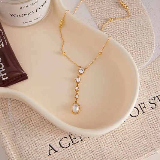 Pearl Drop Chain Necklace