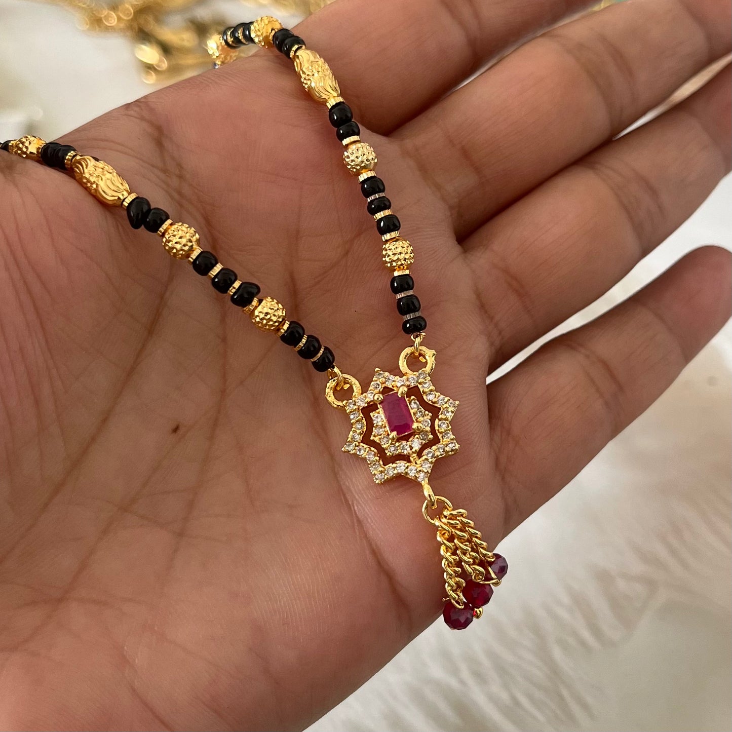 Zircon & Ruby Pink Mangalsutra