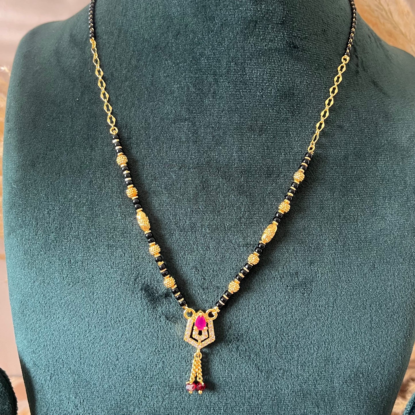 Zircon & Ruby Pink Mangalsutra
