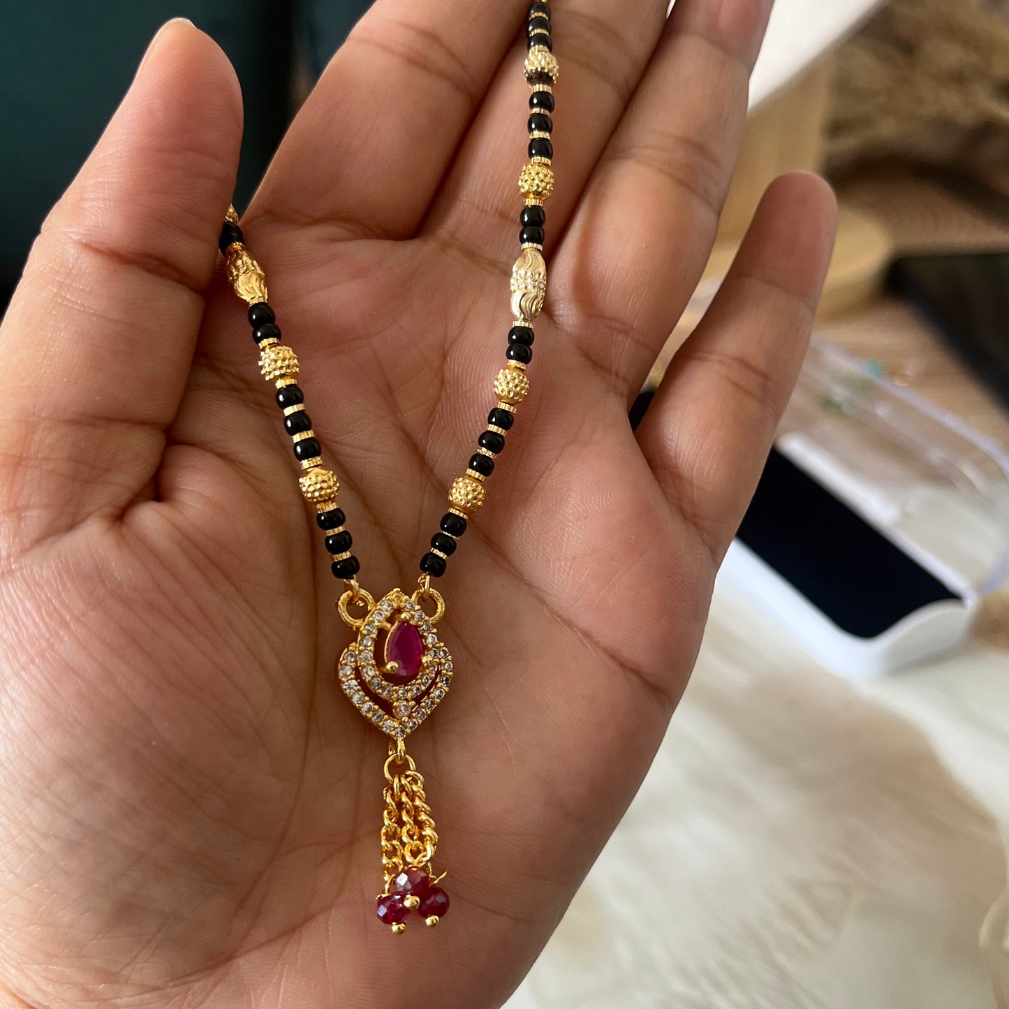 Zircon & Ruby Pink Mangalsutra