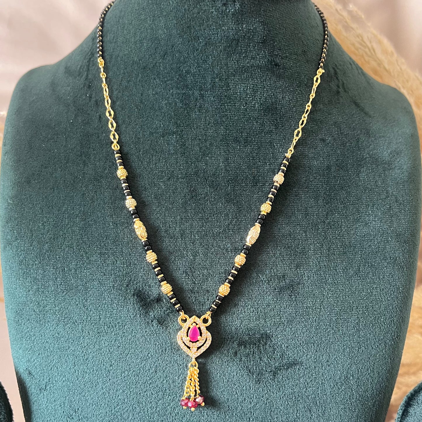 Zircon & Ruby Pink Mangalsutra