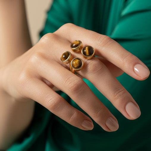 Tiger Stone Cluster Ring