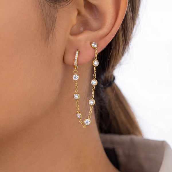 AD Studded Hoop Earrings