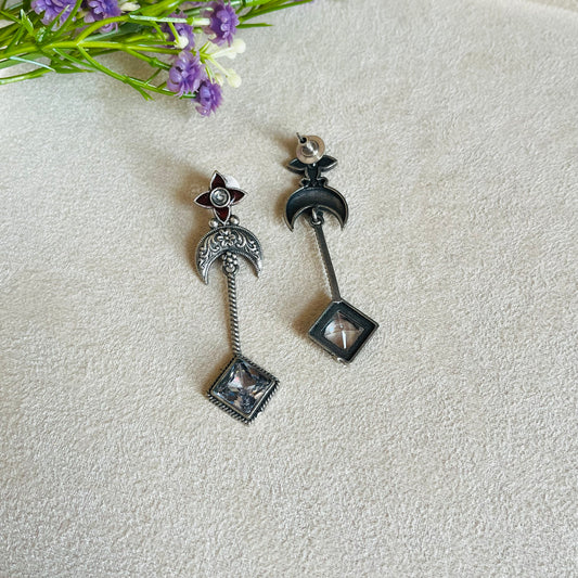 White Stone Drop Earrings