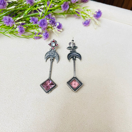 Pink Stone Drop Earrings