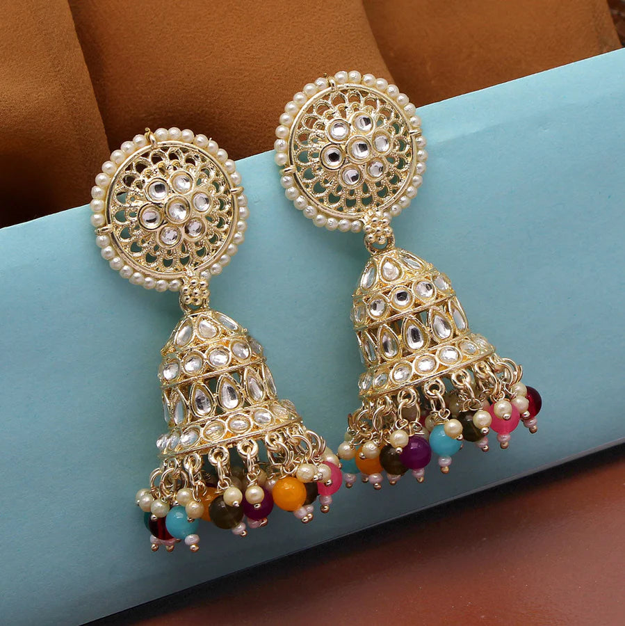 Multi Color Kundan Earrings