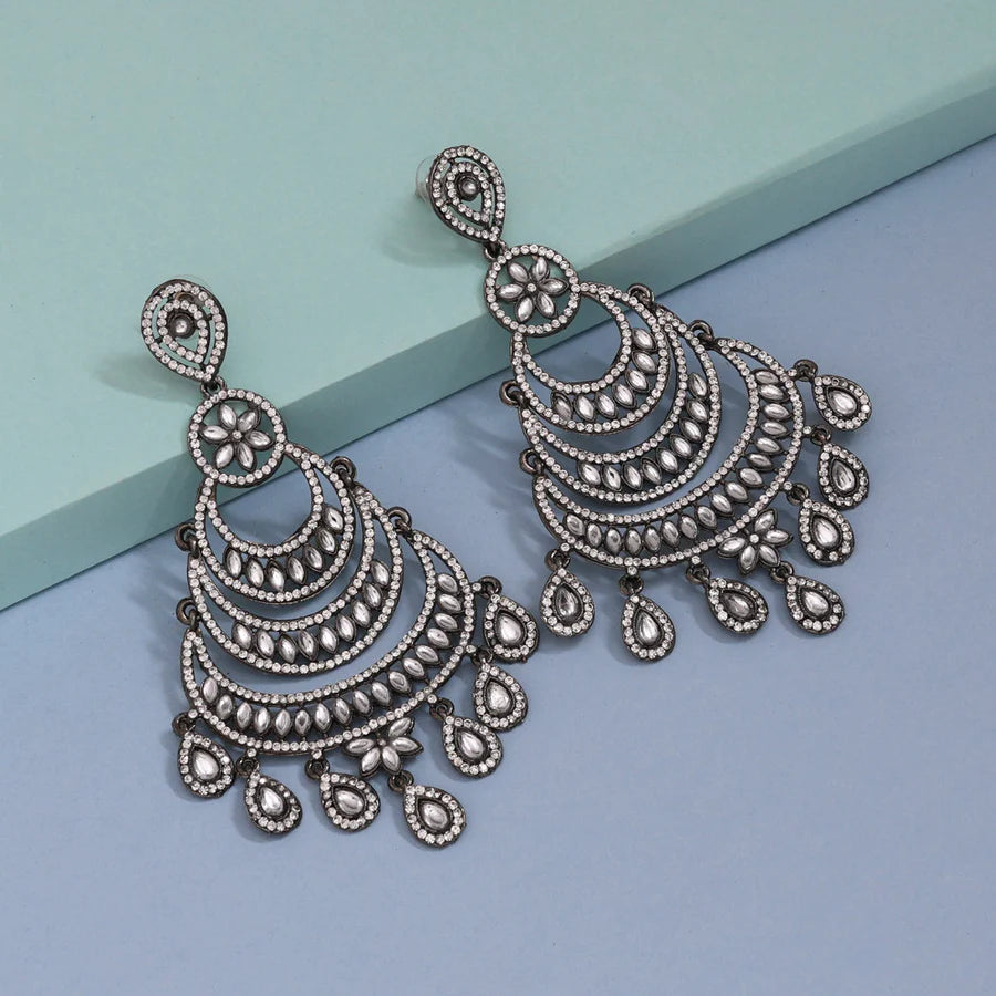 White Kundan Chandbali Earrings
