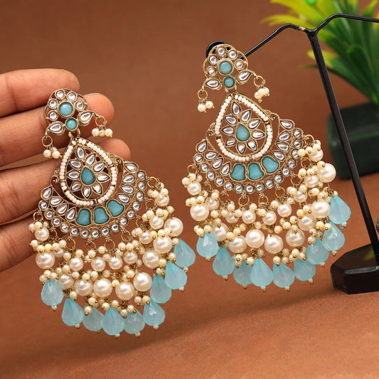 Sky Blue Kundan Earrings