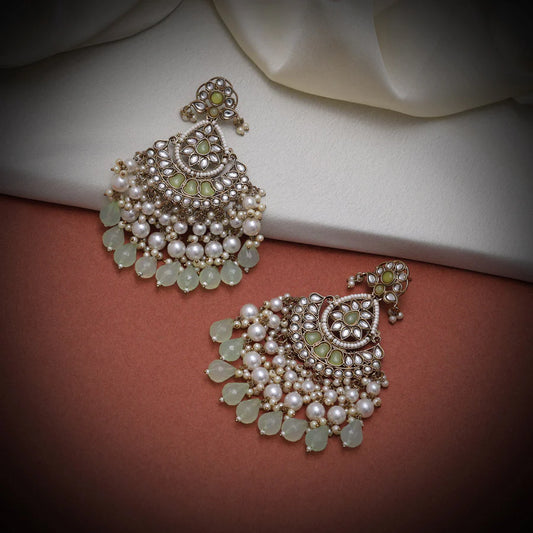 Pista Green Kundan Earrings