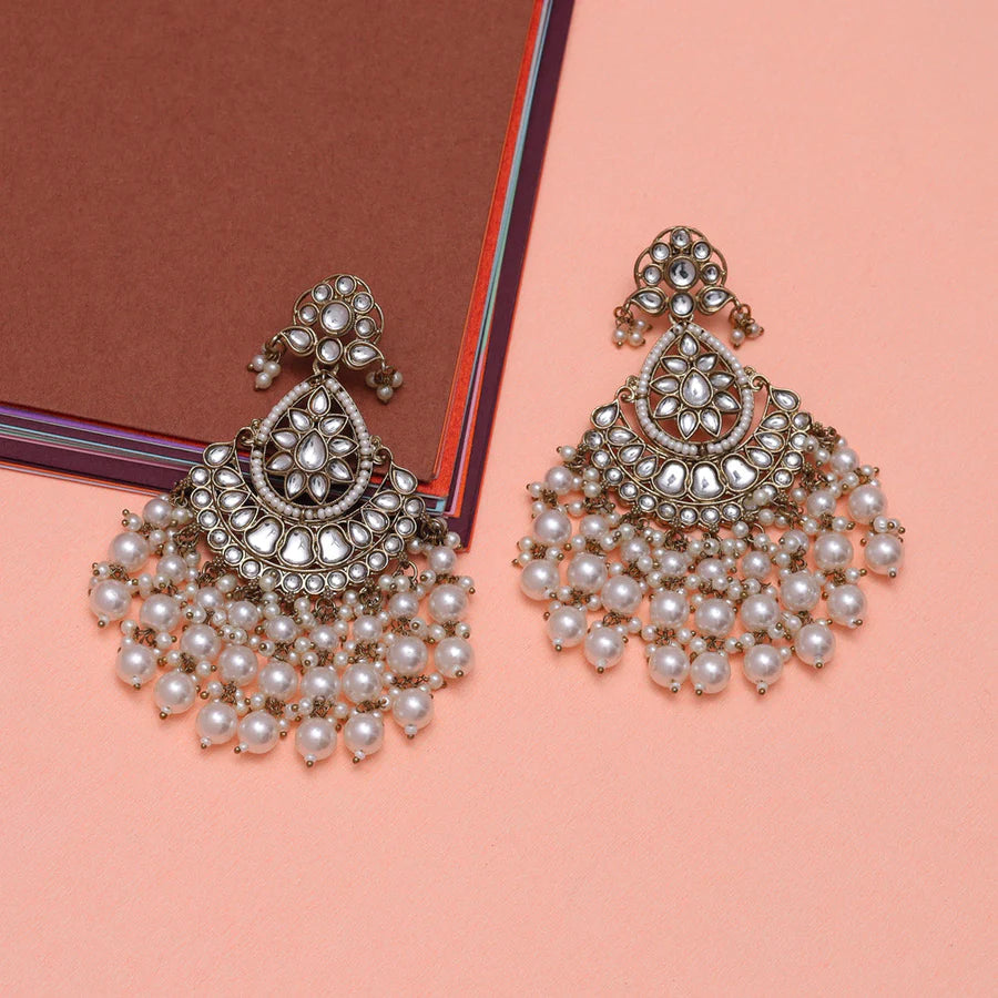 White Color Kundan Earrings