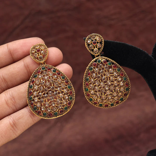 Rani & Green Color Matte Gold Earrings